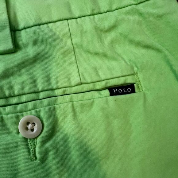 Polo Ralph Lauren Chino Shorts Pima Cotton Standard Fit Flat Front Green Size 36 - Picture 3 of 11